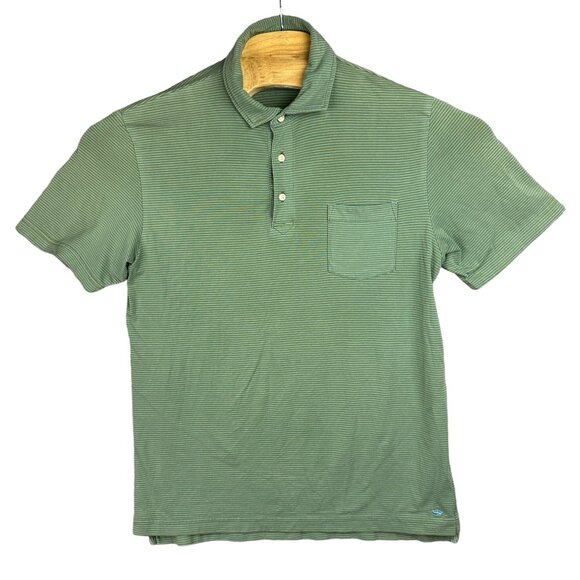 Peter Millar Mountainside Collection Polo Shirt Men S Green Blue Striped Stretch - Picture 1 of 9